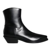 Zwarte Leren Booties Schoenen Dolce & Gabbana , Black , Dames