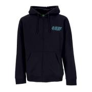 Zwarte hoodie met volledige rits en logo HUF , Black , Heren