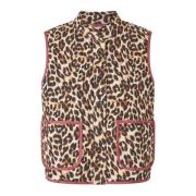 Gewatteerde Luipaardprint Vest Lollys Laundry , Brown , Dames