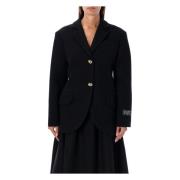 Zwarte Wol Kasjmier Ceintuurblazer Patou , Black , Dames