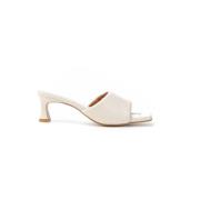 Leren sandaal met 5,5 cm hak Angel Alarcon , Beige , Dames