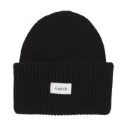 Zwarte wollen blend beanie muts Amish , Black , Heren