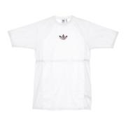 Witte Tee Jurk met Trefoil Logo Adidas , White , Dames