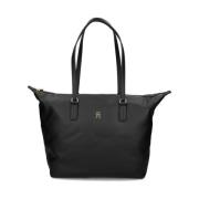 Zwarte PU leren tas Tommy Hilfiger , Black , Dames