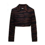 Zebra Print Wollen Jas Ganni , Brown , Dames