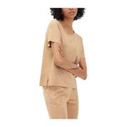 Klassieke Velvet T-shirt Kameel Juvia , Brown , Dames