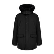 Zwarte textiel parka voor mannen Guess , Black , Heren