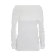 Hoge hals trui in zachte viscose mix YES ZEE , White , Dames