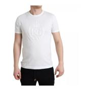 Wit Logo Crew Neck T-shirt Dolce & Gabbana , White , Heren