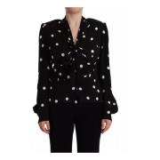 Zwarte Polka Dot Zijden Blouse Dolce & Gabbana , Black , Dames