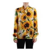 Zonnebloem Zijden Ascot Blouse Dolce & Gabbana , Multicolor , Dames