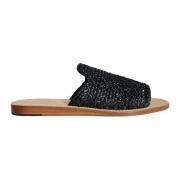 Gevlochten Raffia Slides in Beige Dolce & Gabbana , Black , Heren