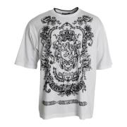 Witte Lion Logo Crewneck T-shirt Dolce & Gabbana , Multicolor , Heren