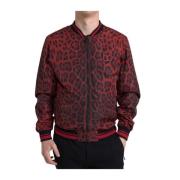 Rode Luipaardprint Bomberjack Dolce & Gabbana , Multicolor , Heren