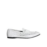 Witte geweven leren instappers Dolce & Gabbana , White , Heren