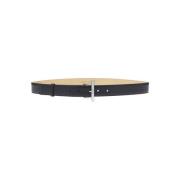 Zwart Kalfsleren Riem met Zilveren Afwerking Alexander McQueen , Black...