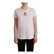 Kroon Print Kraag T-shirt Dolce & Gabbana , White , Dames