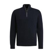 Halve Rits Katoenmix Wol Pullover Vanguard , Blue , Heren