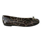 Luipaardprint Leren Ballerina Flats Dolce & Gabbana , Brown , Dames