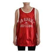 Rode Logo Print Mouwloze Jersey Top Dolce & Gabbana , Red , Dames