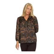 Gedrukte Blouse met 3/4 Mouwen 2-Biz , Multicolor , Dames