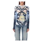 Bondage Print Top Blauw Zwart Y/Project , Multicolor , Dames