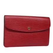 Pre-owned Leather clutches Louis Vuitton Vintage , Red , Dames