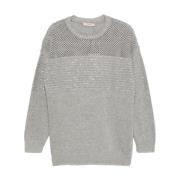 Grijze Gebreide Trui met Pailletten Twinset , Gray , Dames