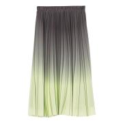 Grijze Midi Rok met Bedrukte Georgette Twinset , Multicolor , Dames