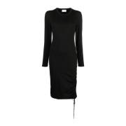 Zwarte Midi Jurk met Ruches P.a.r.o.s.h. , Black , Dames