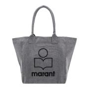 Grijze Schoudertas met Contrasterend Logo Isabel Marant , Gray , Dames