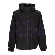 Paars/zwarte windbreaker jas met capuchon Octopus , Black , Heren