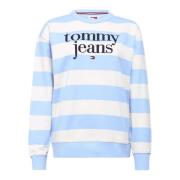 Blauw Gestreepte Logo Trui Tommy Hilfiger , Blue , Dames