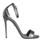 Zilveren Enkelband Hakken Sandalen Dolce & Gabbana , Gray , Dames