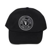 Zwarte Katoenen Baseballpet met Zilveren Logo Versace Jeans Couture , ...