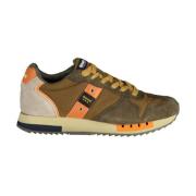 Bruine Sportsneaker met Veters en Contrastdetails Blauer , Brown , Her...