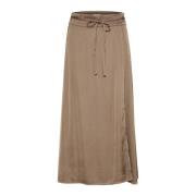 Elegante Walnoot Rok met Elastische Taille Part Two , Brown , Dames