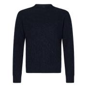 Blauwe Cable-Knit Crewneck Sweater Aw24 Boglioli , Blue , Heren