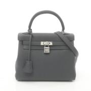 Pre-owned Leather handbags Hermès Vintage , Gray , Dames