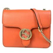 Pre-owned Leather shoulder-bags Gucci Vintage , Orange , Dames