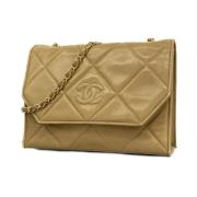 Pre-owned Leather chanel-bags Chanel Vintage , Beige , Dames