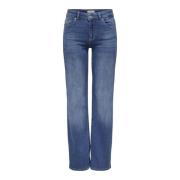 Straight Denim Jeans in Medium Blue Only , Blue , Dames