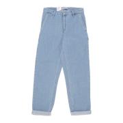 Blauwe Steen Gebleekte Werkbroek Jeans Carhartt Wip , Blue , Dames