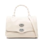 Off-White Leren Handtas met Bamboe Handvat Zanellato , White , Dames