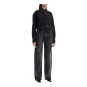 Denim Jumpsuit met Oversized Shirt Top Haikure , Black , Dames