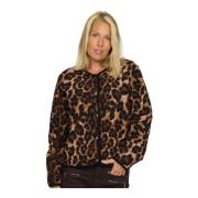 Blazer met luipaardprint en knoopsluiting 2-Biz , Brown , Dames