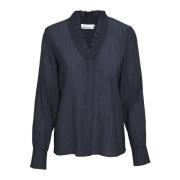 Donkerblauwe Shirt met Ruchedetails Karen by Simonsen , Blue , Dames