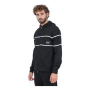 Zwarte Sweater met Rits en Logo Emporio Armani EA7 , Black , Heren