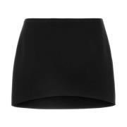 Zwarte wollen twill rok met high-low zoom Givenchy , Black , Dames