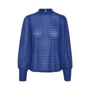 Hoge hals kantentop in blauw Vero Moda , Blue , Dames